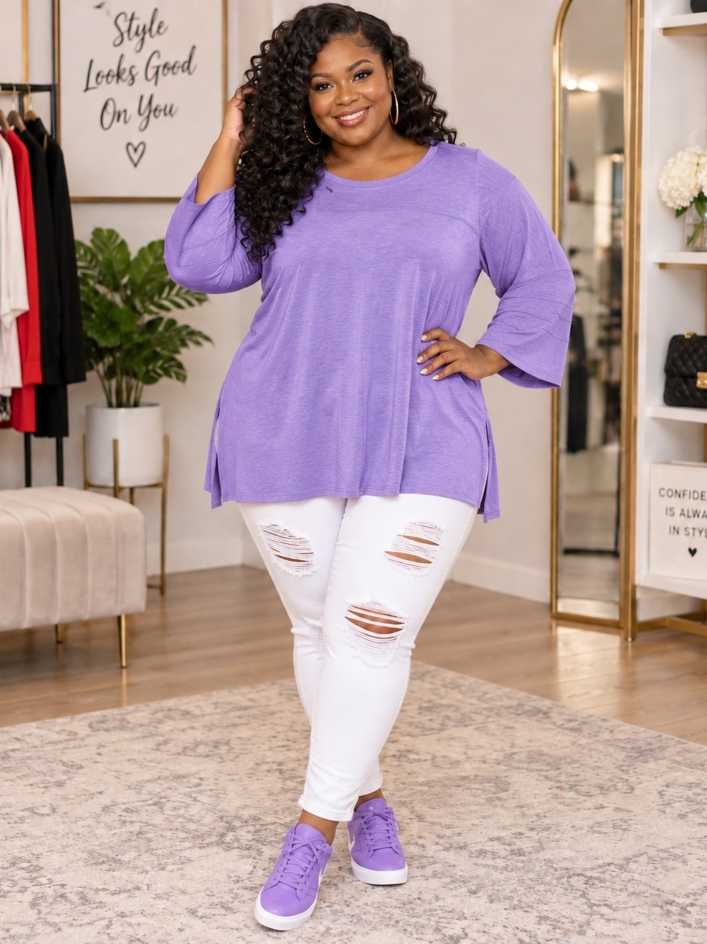 Everyday Comfort Plus-Size Purple Tunic Top
